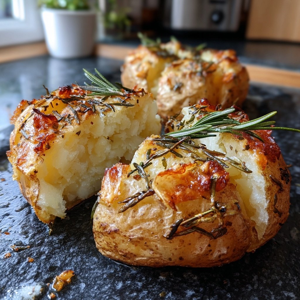 Mittagessen mit Ofenkartoffeln