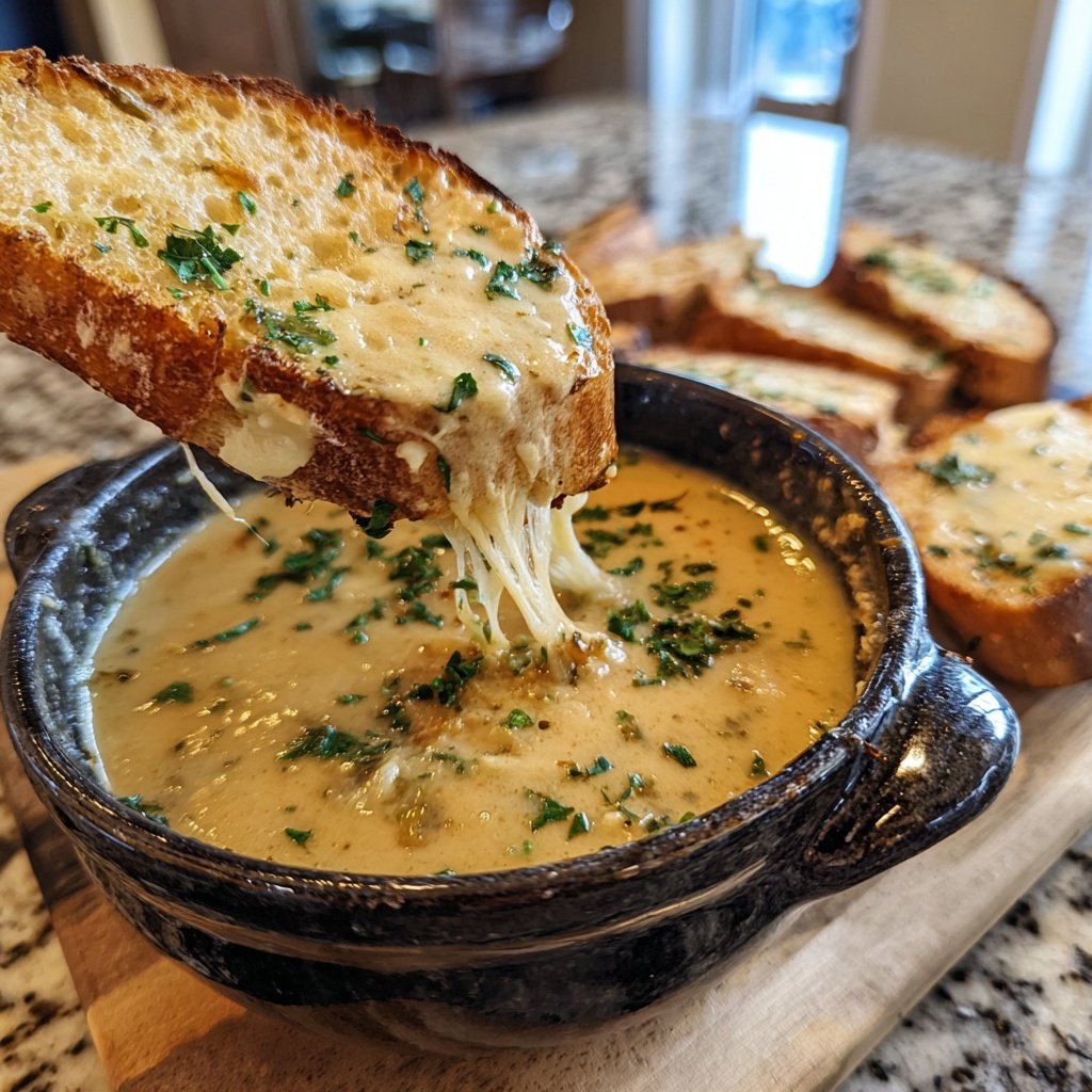 Abendessen mit Suppe und Brot