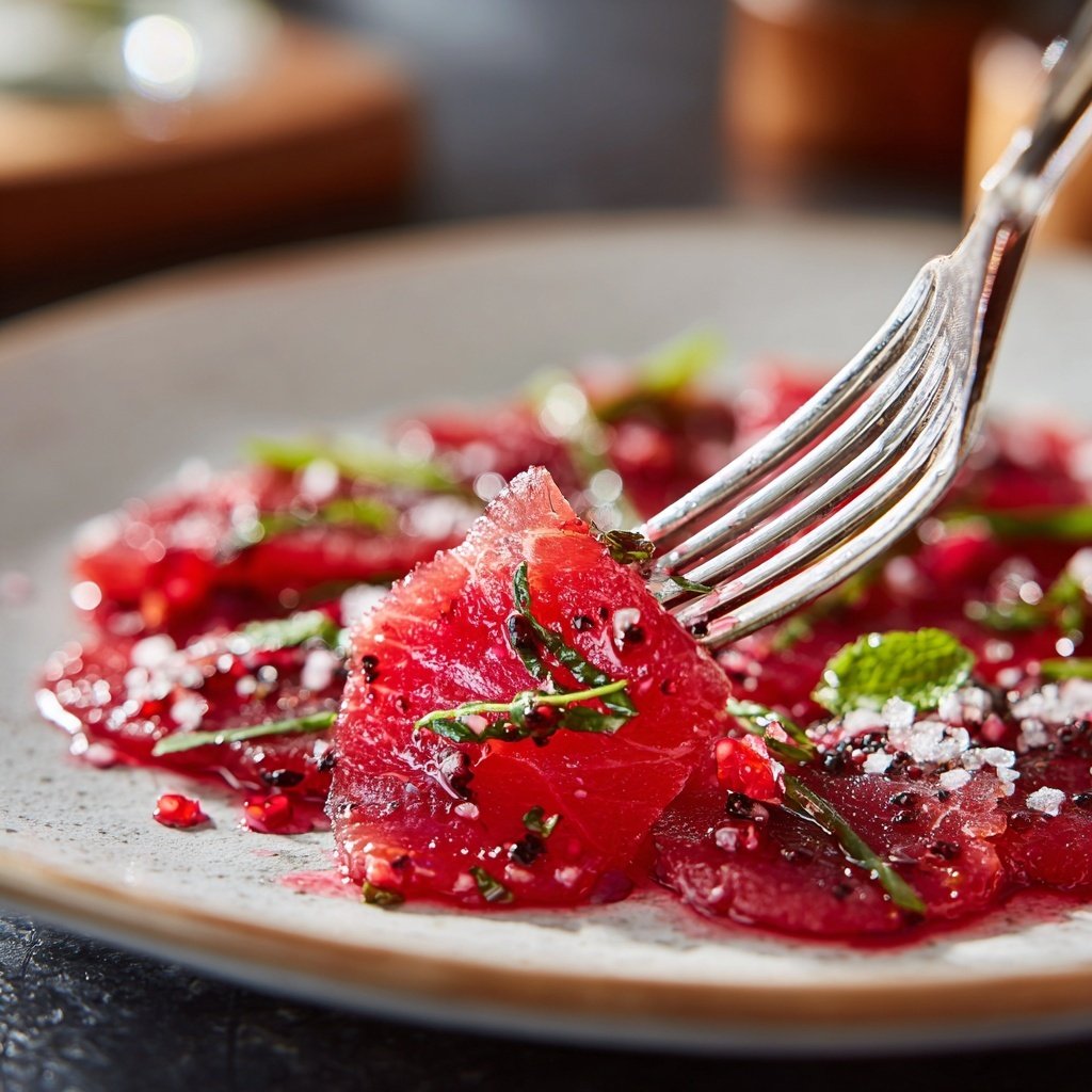 Carpaccio mit Himbeerdressing