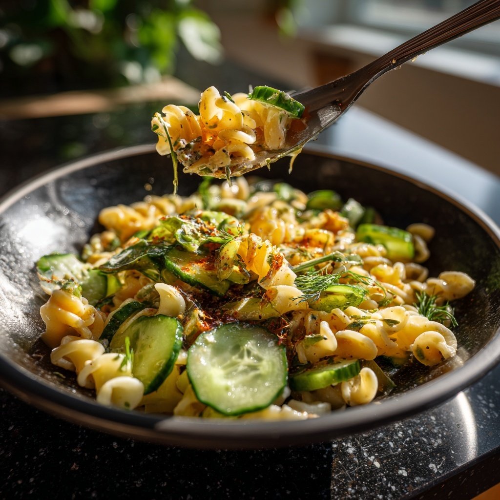 Mediterraner Nudelsalat Mit Gurken