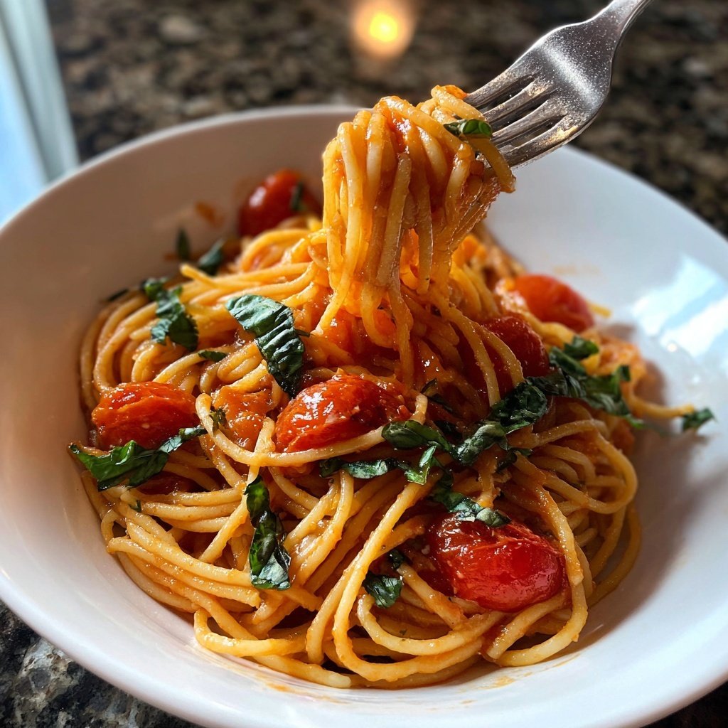 Spaghetti mit Tomaten-Basilikum-Sauce
