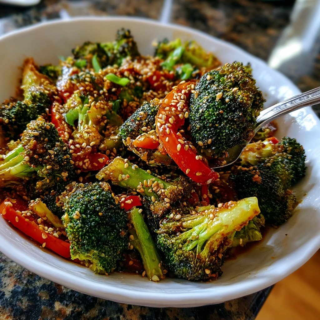 Gemüsepfanne mit Brokkoli und Sesam