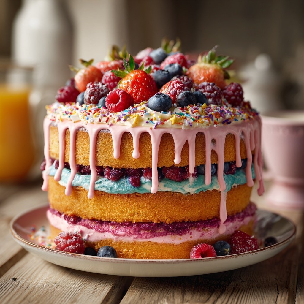 Geburtstagskuchen bunt dekoriert